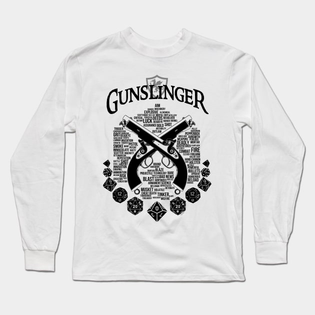 RPG Class Series: Gunslinger - Black text Long Sleeve T-Shirt by Milmino